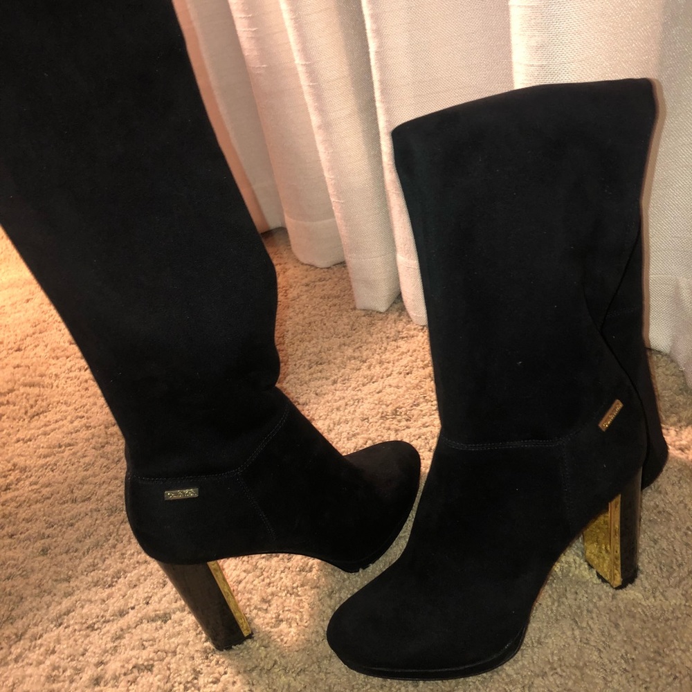 Suede Calvin Klein thigh high boots